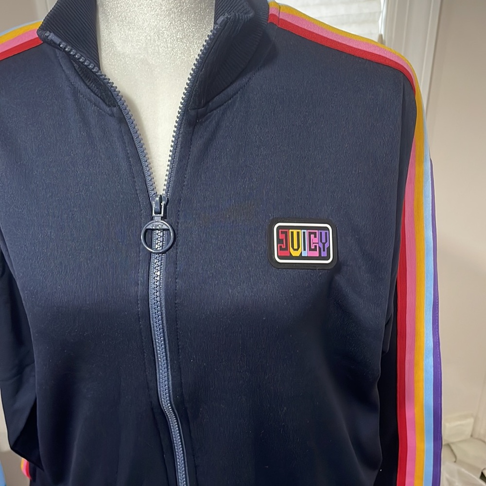 Juicy Couture rainbow striped track jacket!l size M - Picture 4 of 8
